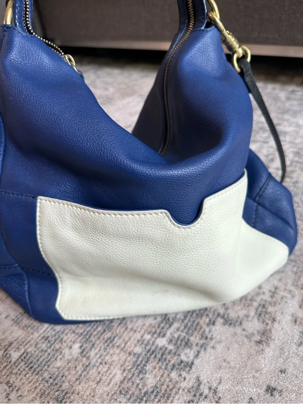 orYANY Royal Blue Pebbled Leather Slouchy Hobo Bag Crossbody